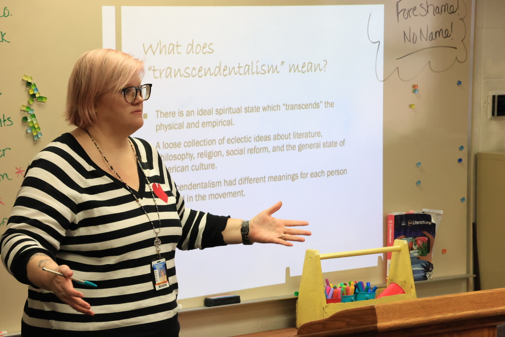 Mrs. Blackburn teaches junior/senior English and speech at WHS. Today, her juniors started a new unit on the Transcendentalism period of literature, which ran from 1840-1860. #celebrate379