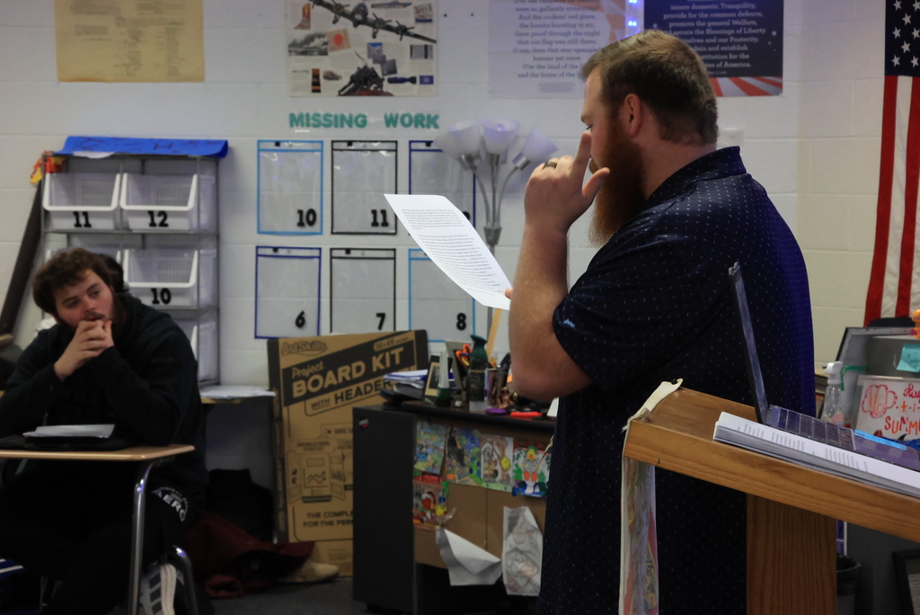 Mr. Seuser's senior U.S. Government class read and interpreted Theodore Roosevelt's 1910 New Nationalism Speech today. The speech, which was read at Osawatomie, Kansas, argued that the federal government must play a strong, active role in regulating the economy to protect the public interest. #celebrate379