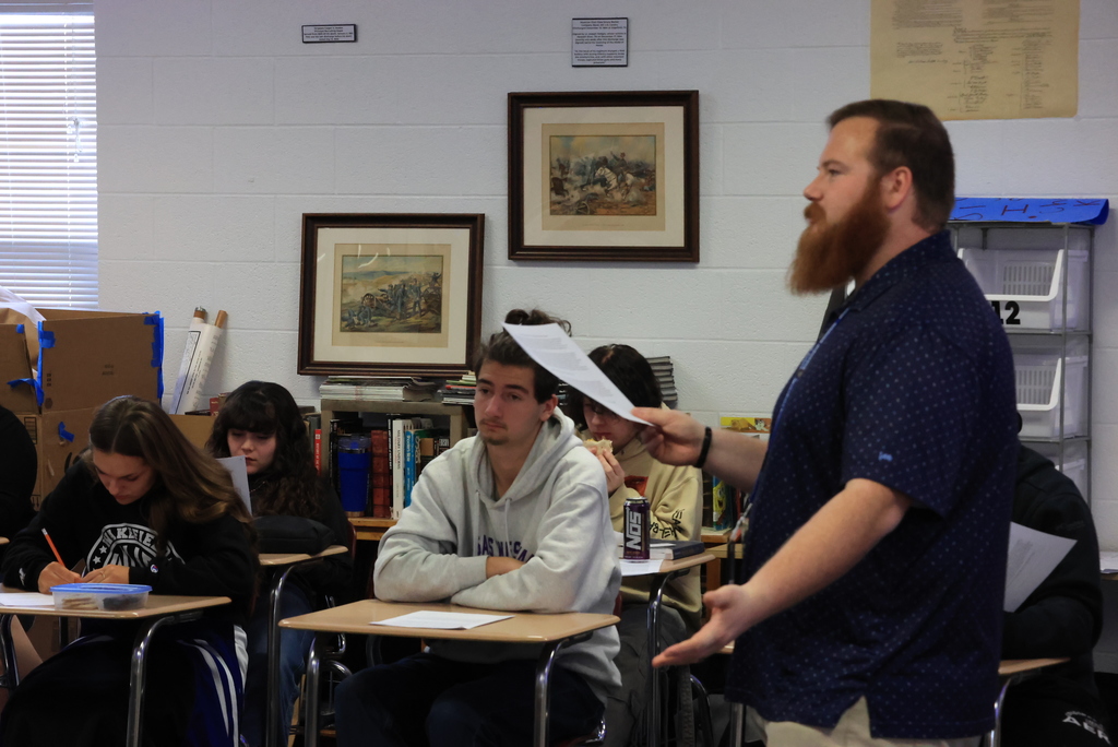 Mr. Seuser's senior U.S. Government class read and interpreted Theodore Roosevelt's 1910 New Nationalism Speech today. The speech, which was read at Osawatomie, Kansas, argued that the federal government must play a strong, active role in regulating the economy to protect the public interest. #celebrate379