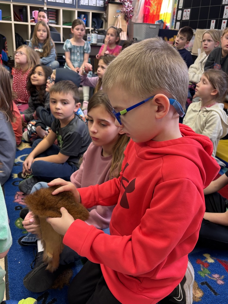 Today, first-grade students had a special guest from the Milford Nature Center who presented on Kansas symbols. The students loved seeing a live ornate box turtle and a barred tiger salamander! And in case you didn't know, Kansas Day is tomorrow! #celebrate379