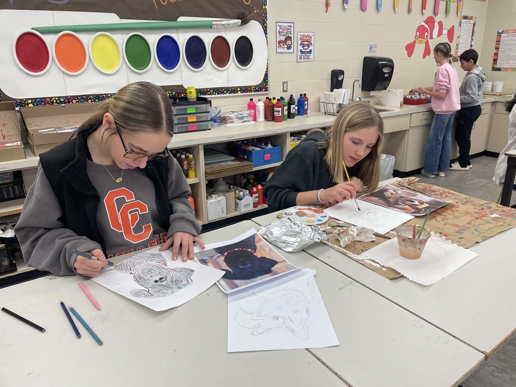 CCARE and the CCCMS Art Department have teamed up for a very fun and exciting fundraiser! Community members have submitted pictures of their pets and, with a donation to CCARE, are getting a one-of-a-kind drawing or painting of their treasured animal created by a 7th-grade art student! Students may choose the medium, and many are creating their own background for the portraits. They are taking this very seriously and doing their best work. We are all excited to see the final products. The portraits will be available in time for Valentine's Day! #celebrate379