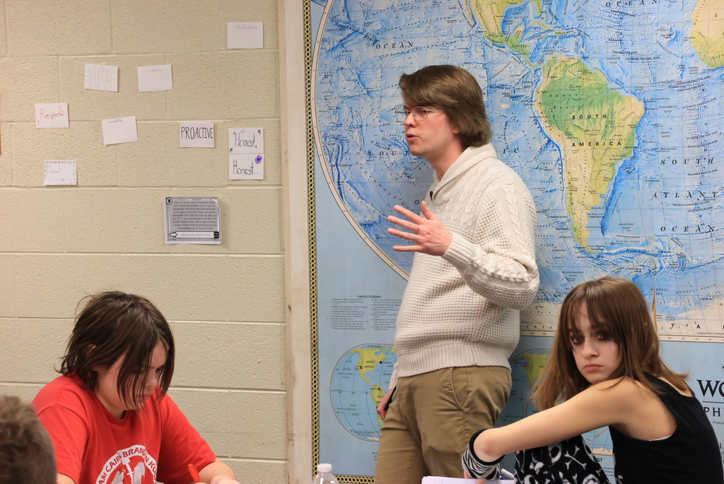 Mr. Higgins' world history class is on to the Greek empire! Today, the 6th graders were taking guided notes about the different types of people and social hierarchy within that region. #celebrate379