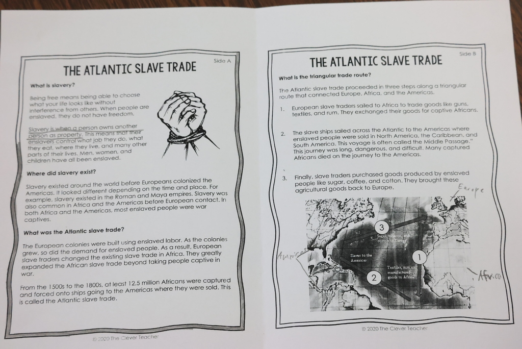 Mrs. Chestnut teaches social studies in 5th grade. Today, her classes were learning about the Atlantic Slave Trade. This included looking at artifacts from that time and having discussions about some guided questions. #celebrate379