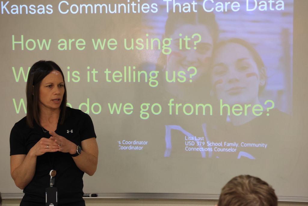 Yesterday, Mrs. Craig welcomed three speakers to her freshman health classes: - USD 379 Communications Coordinator Matt Weller showed Kansas Communities That Care local and state data and shared a theory from author Jonathan Haidt that youth mental health issues in the last 15 years are the result of cell phone and social media usage. - Freshman Kate Larson spoke about 379 bullying data and how her class can be the catalyst for a change. - Senior Braylee Langvardt spoke about Youth Leaders in Kansas (YLinK) and encouraged freshmen to join the leadership organization at CCCHS. #celebrate379