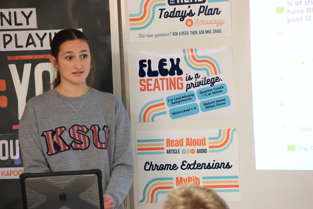 Yesterday, Mrs. Craig welcomed three speakers to her freshman health classes: - USD 379 Communications Coordinator Matt Weller showed Kansas Communities That Care local and state data and shared a theory from author Jonathan Haidt that youth mental health issues in the last 15 years are the result of cell phone and social media usage. - Freshman Kate Larson spoke about 379 bullying data and how her class can be the catalyst for a change. - Senior Braylee Langvardt spoke about Youth Leaders in Kansas (YLinK) and encouraged freshmen to join the leadership organization at CCCHS. #celebrate379