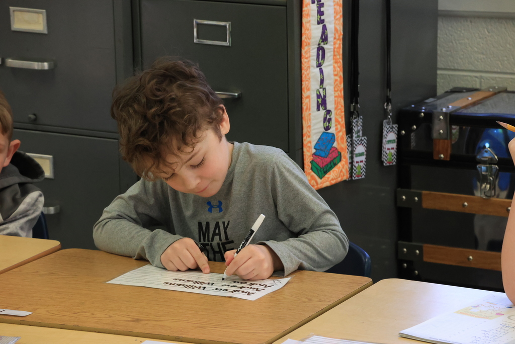 Mrs. Judy is the K-1 combo teacher at WES. You will constantly see her kids working on different activities at the same time to meet different abilities and needs. Today, her students were working on writing letters and their names, as well as on Lexia, an online reading app that adapts to each student's level. #celebrate379