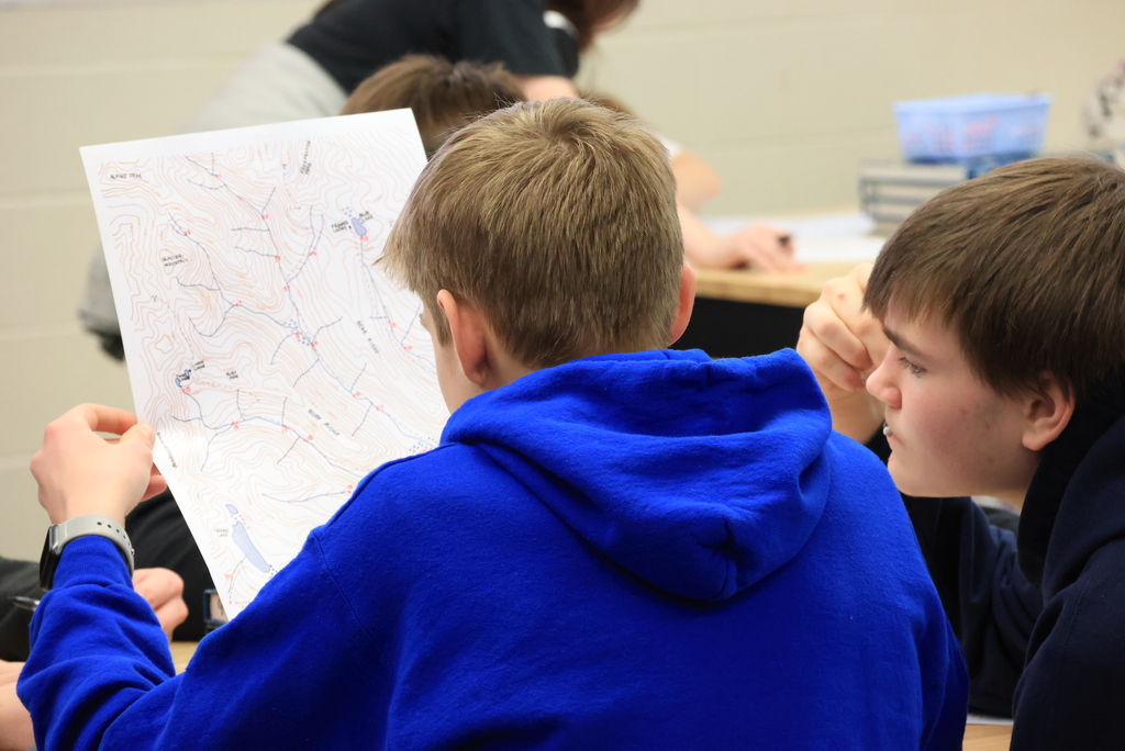 Mrs. Affolter's earth science students were creating their own mining company today! In small groups, they used a topogaphic map to figure out where the best areas were to mine Molybdenum, which is a versatile, silvery-grey transition metal with an extremely high melting point used in industrial alloys. #celebrate379