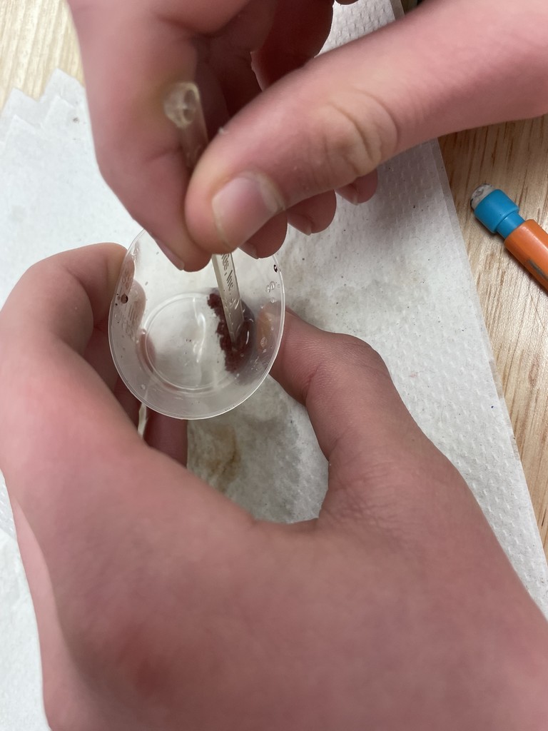 After last week’s prospecting challenge, where some teams struck the “mother lode”, Mrs. Affolter’s Earth Science classes explored how ores are processed into usable minerals. Through replacement reactions, students refined malachite into copper! #celebrate379