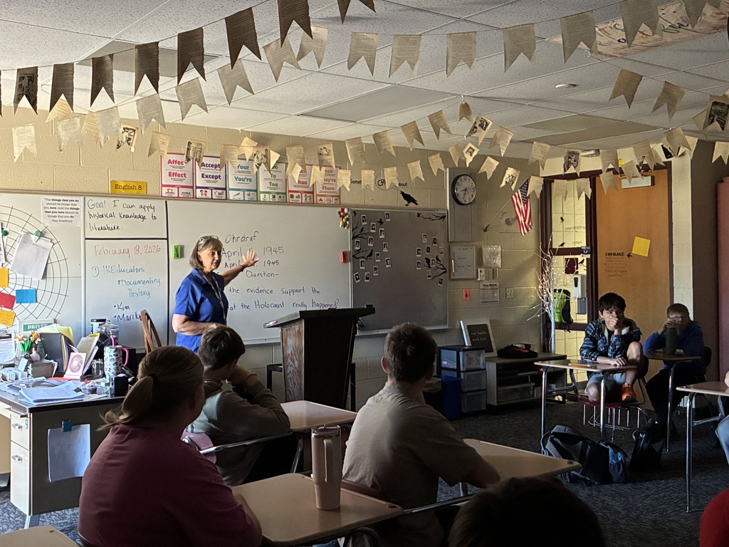 IKEducators shared with 8th grade ELA classes today about the role of primary sources in relation to the Holocaust. Marilyn and Kim helped students examine a variety of sources, including videos, photographs, telegrams, personal letters, military records, newspaper articles, and autobiographies.   This visit helps 8th grade students wrap up the survivor story Maus and segue into research season.  #celebrate379