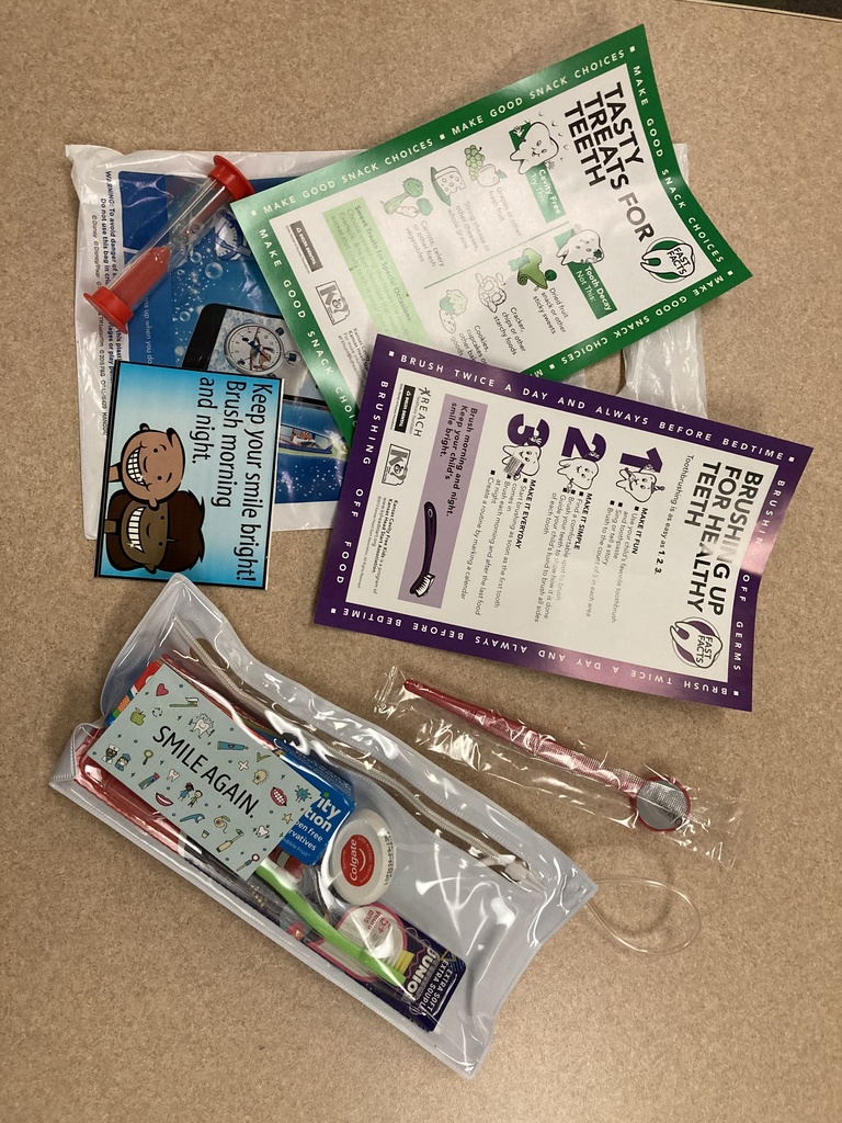 Thanks to the Clay County Health Department, every child in the full-day PreK room is going home with a bag of items to help keep their teeth healthy! The CCHD also loaned several learning tools to help students practice dental health care skills during the week. This dinosaur was a fan favorite! #celebrate379