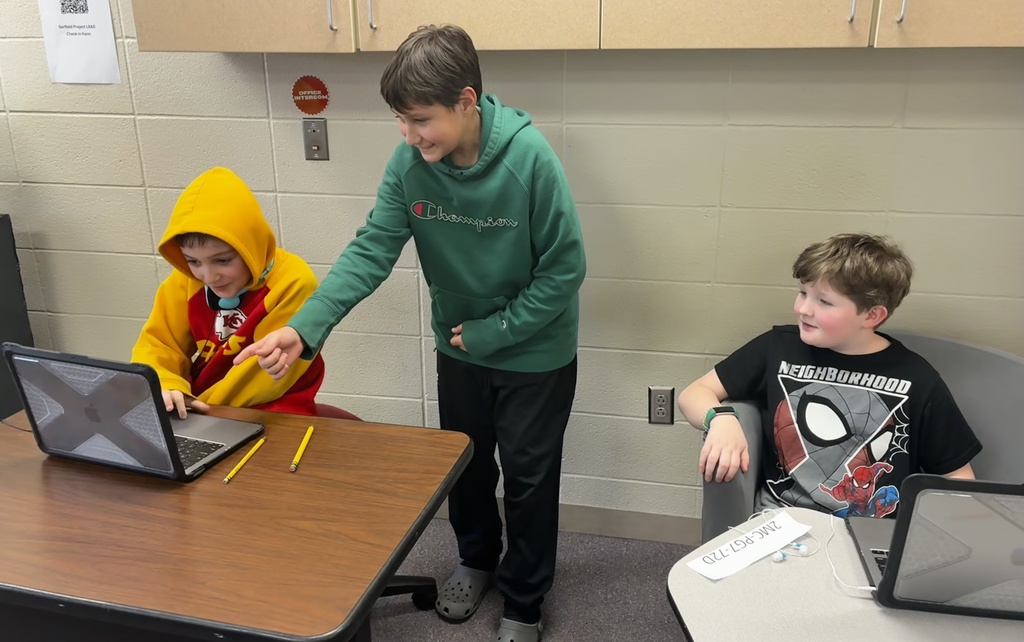 This week, Tech Time (7th Grade 3D printing) went to Garfield and assisted Mrs. Schurle's 5th graders to create something to print using a CAD program.  The 7th graders will print the objects back at the middle school for them and bring them back later in the year. #celebrate379