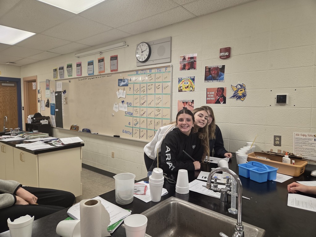 Mrs. Trembath's chemistry students conducted an experiment last week to test thermal energy transfer. This class follows the law of thermodynamics; no energy is wasted here! Their finding was that the amount of heat transferred depends on the object's mass and composition. #celebrate379
