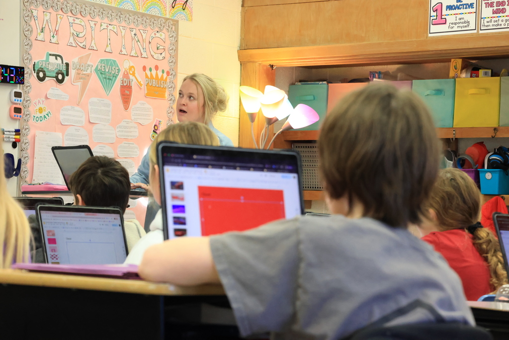 Ms. Reyer's 4th graders prepared for parent-teacher conferences by creating their own PowerPoint presentations to share with their parents when they come in tonight or tomorrow. We hope to see you there so they can show off their work! #celebrate379