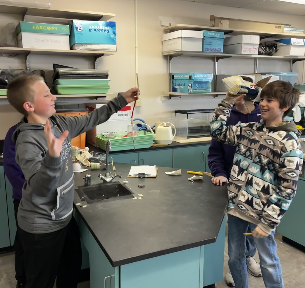 Mr. Walsh's 6th graders explored the engineering design process to build and test anemometers, wind vanes and bottle rockets as part of their weather and climate unit. They tested their ideas in the lab, took them outside for a field test, made adjustments, and conducted a final test. Many of the bottle rockets flew much farther after improvements, and the anemometers read wind speed more accurately. The students used their wind vanes and anemometers to decide the best direction to launch their rocket. #celebrate379