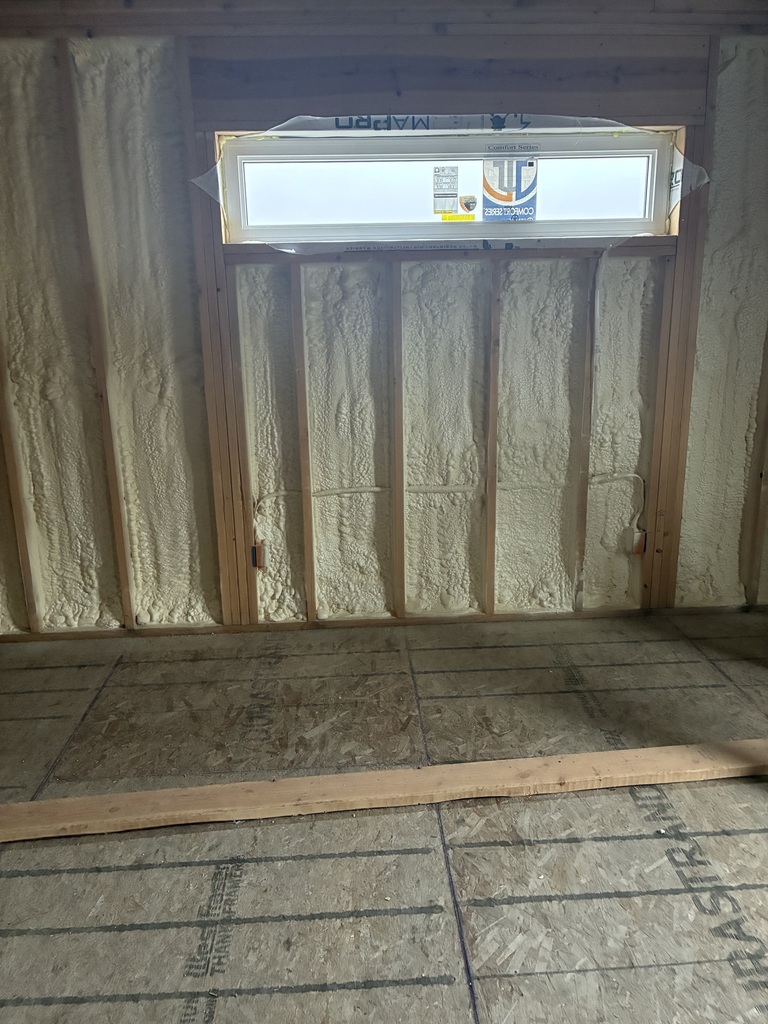 The spray foam insulation has been installed in the Tiger House! Next, students will be putting in the batting insulation.  It's starting to come together! #celebrate379