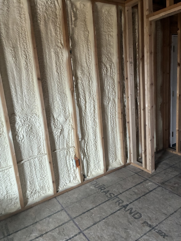 The spray foam insulation has been installed in the Tiger House! Next, students will be putting in the batting insulation.  It's starting to come together! #celebrate379