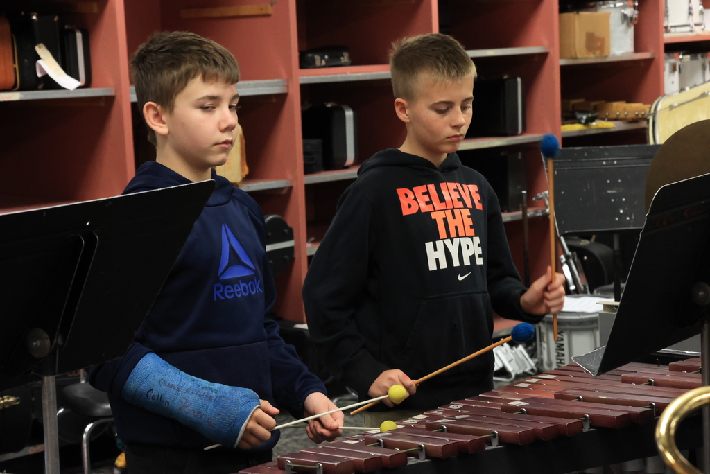 Mr. Eyermann and the 6th grade band were hard at work today preparing for their next concert, which will be touring the elementary schools in late April. They have made huge improvements from the beginning of the year until now! #celebrate379