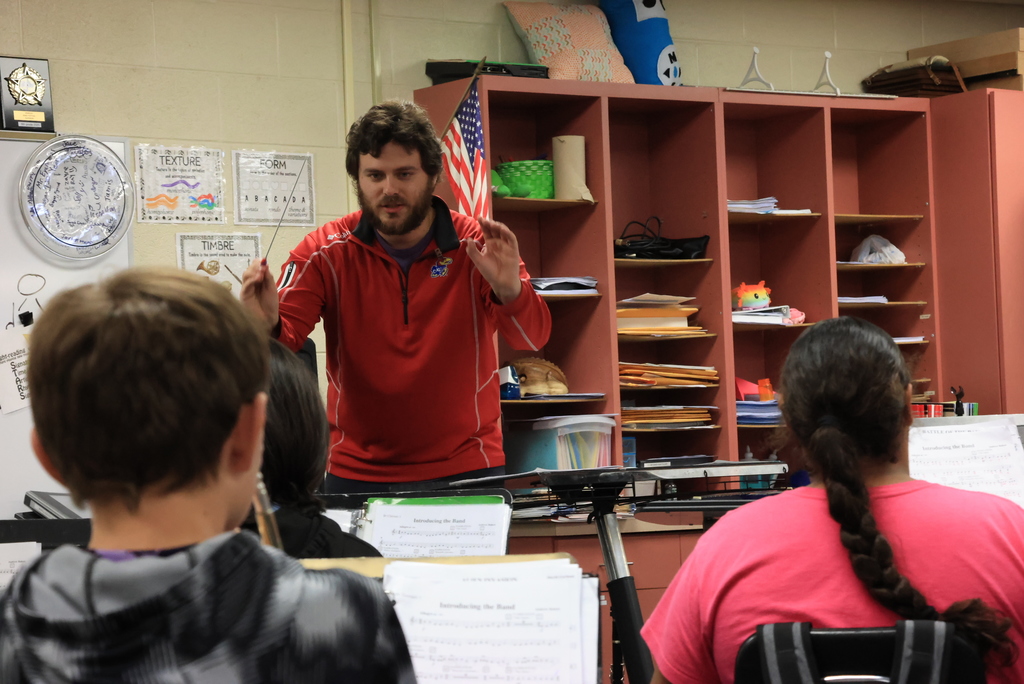 Mr. Eyermann and the 6th grade band were hard at work today preparing for their next concert, which will be touring the elementary schools in late April. They have made huge improvements from the beginning of the year until now! #celebrate379