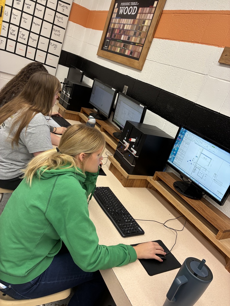 Mrs. Schooley’s CAD students are continuing to design their Tiger House plans. Mr. Bone has continued to provide support through the PartnerED grant program. He has been in for 12 classes so far. His expertise is providing our students with industry mentoring and a very unique opportunity! #celebrate379