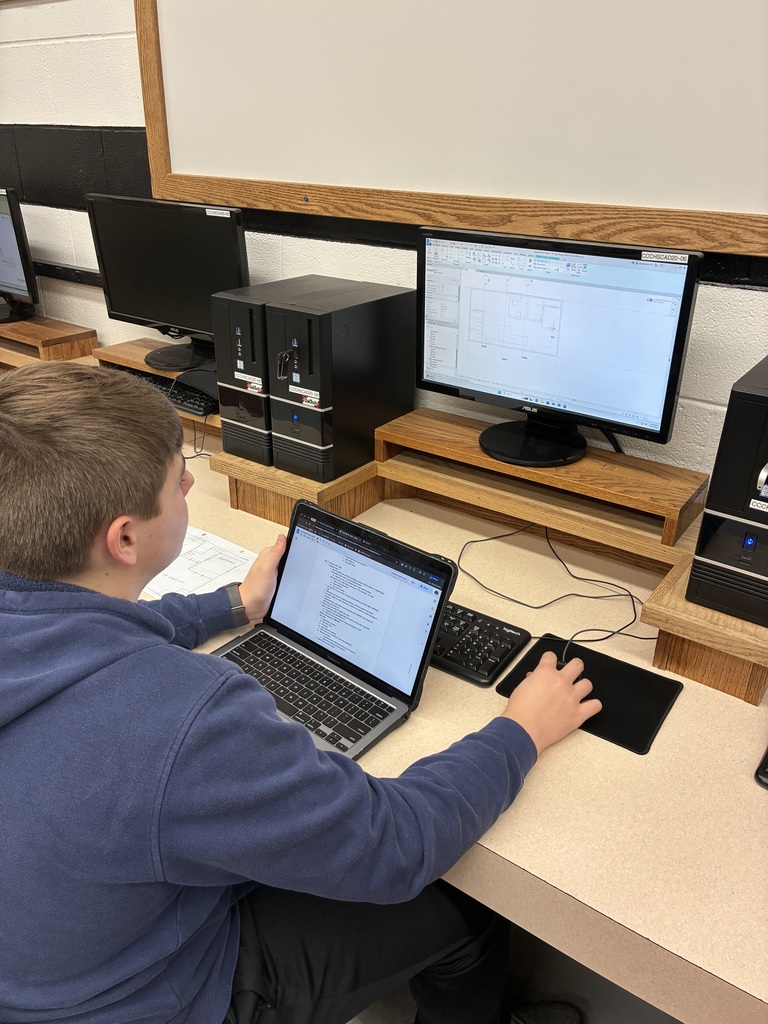 Mrs. Schooley’s CAD students are continuing to design their Tiger House plans. Mr. Bone has continued to provide support through the PartnerED grant program. He has been in for 12 classes so far. His expertise is providing our students with industry mentoring and a very unique opportunity! #celebrate379