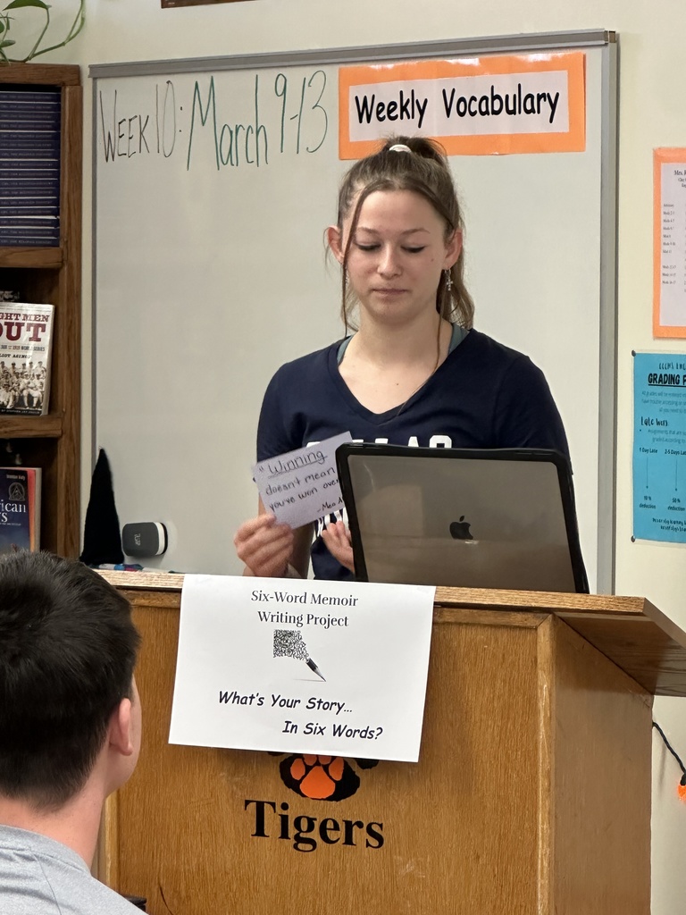 Yesterday in Mrs. Reichert's English 10 class, the students shared their “Six-Word Memoir” and its backstory with each other. They then hung them in the hallway to share. What’s YOUR story in six words? #celebrate379