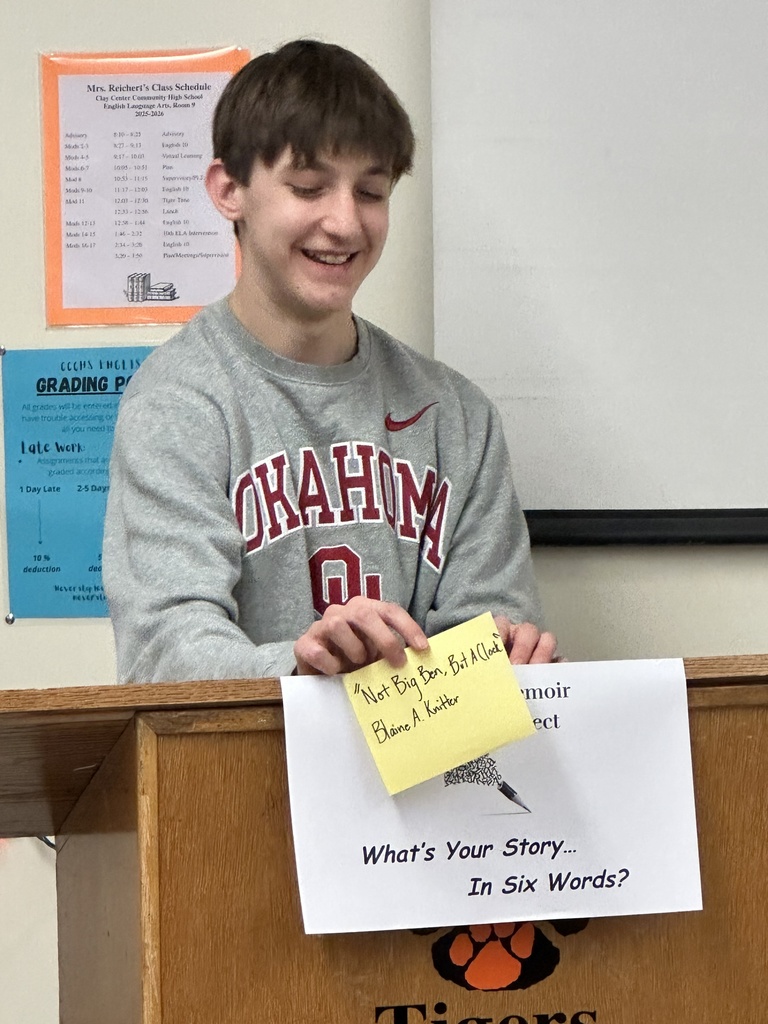 Yesterday in Mrs. Reichert's English 10 class, the students shared their “Six-Word Memoir” and its backstory with each other. They then hung them in the hallway to share. What’s YOUR story in six words? #celebrate379