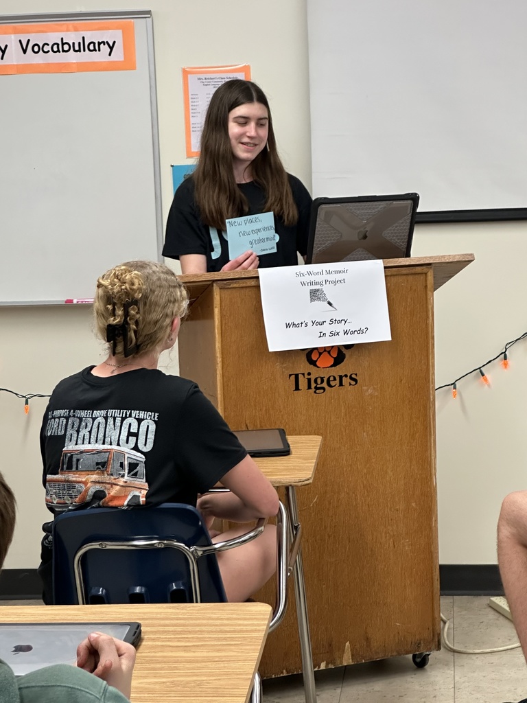 Yesterday in Mrs. Reichert's English 10 class, the students shared their “Six-Word Memoir” and its backstory with each other. They then hung them in the hallway to share. What’s YOUR story in six words? #celebrate379