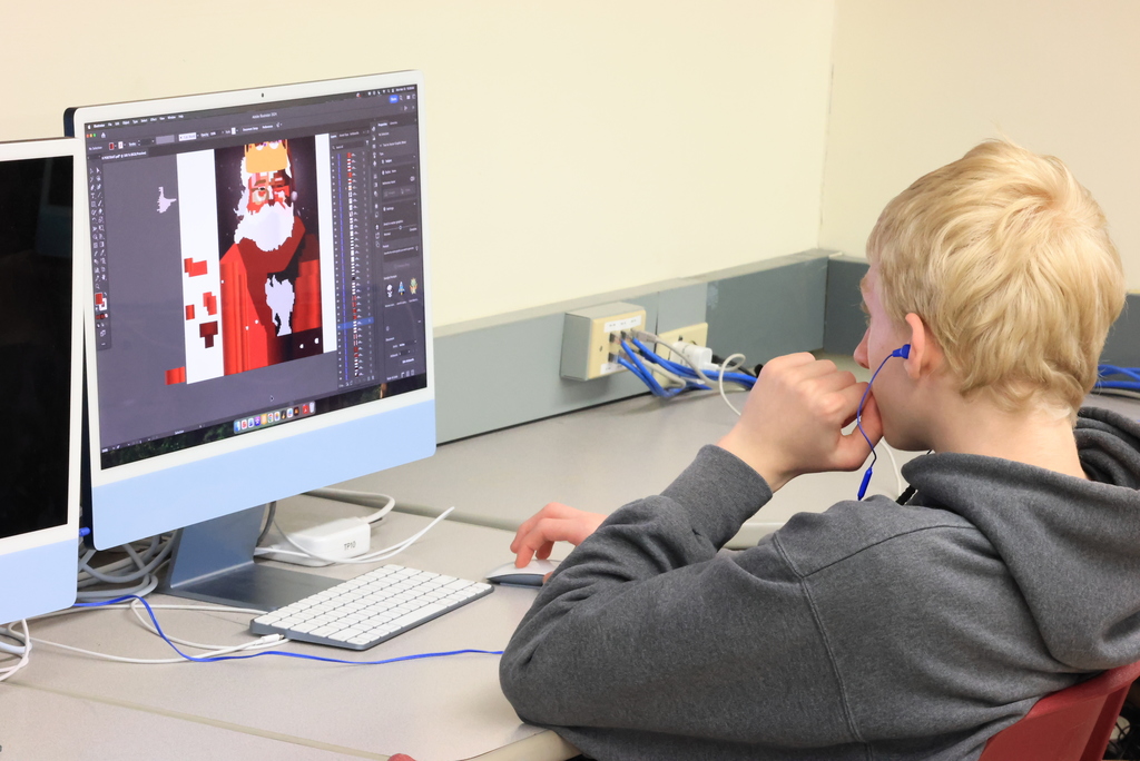 Mrs. Artman's Graphic Design class has spent a lot of time this year using and mastering Adobe Illustrator. Today, they were using the program to create their own pixilated portrait. #celebrate379