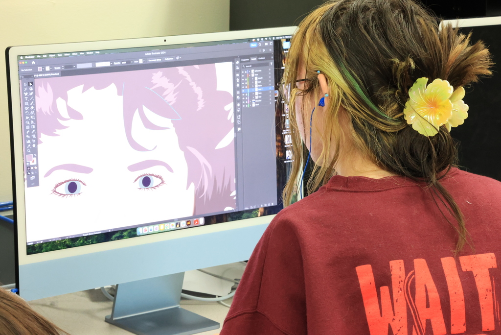 Mrs. Artman's Graphic Design class has spent a lot of time this year using and mastering Adobe Illustrator. Today, they were using the program to create their own pixilated portrait. #celebrate379