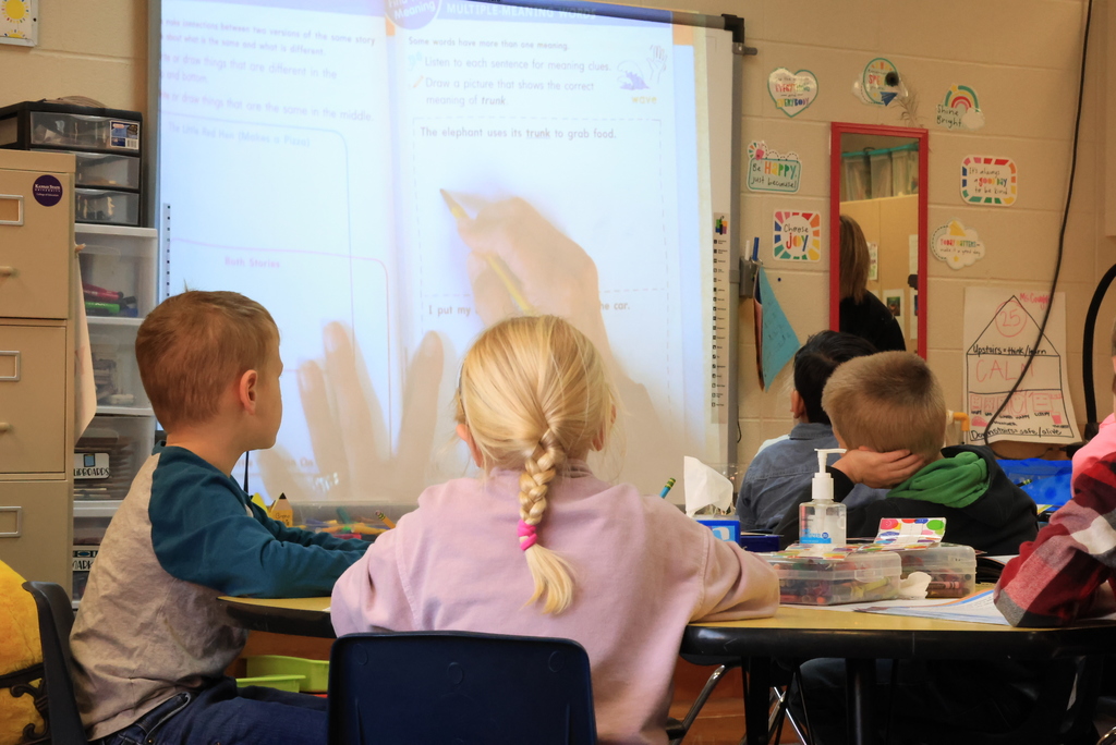 Mrs. Shannon's kindergarten class didn't waste any time jumping right back into learning after Spring Break. Today, they were analyzing words with multiple meanings, such as "trunk". #celebrate379