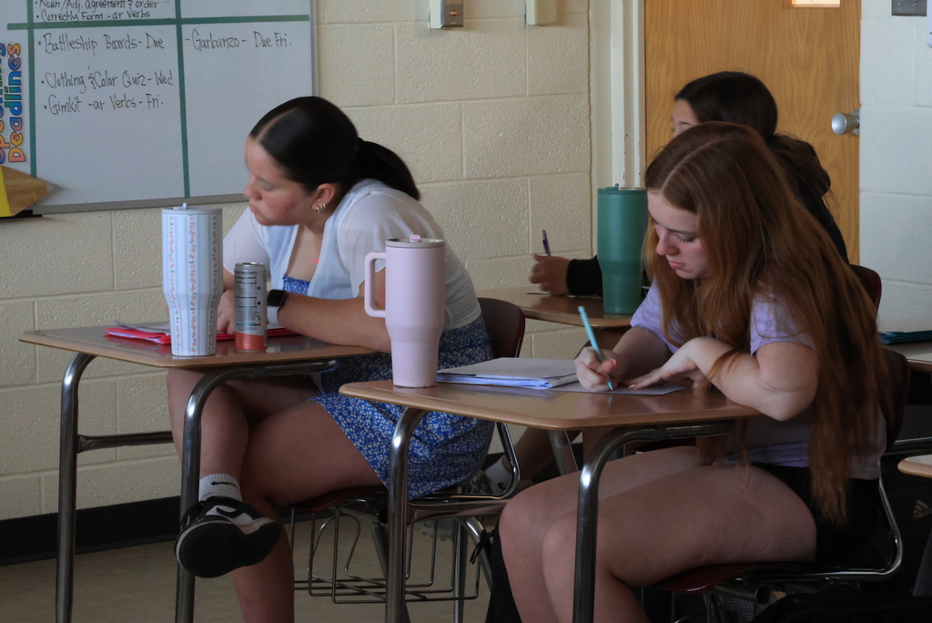 It's Battleship time in Mrs. Hughe's Spanish 1 class! Students set up a board based on the vocabulary they are learning. They will get to play the game tomorrow. #celebrate379