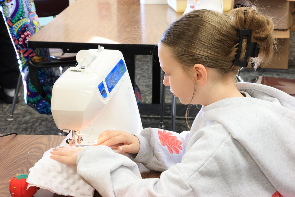 It's sewing time in Mrs. McDonald's F.A.C.S. classes! Her 6th graders are just learning how the basics, but soon they will be creating their own projects! #celebrate379