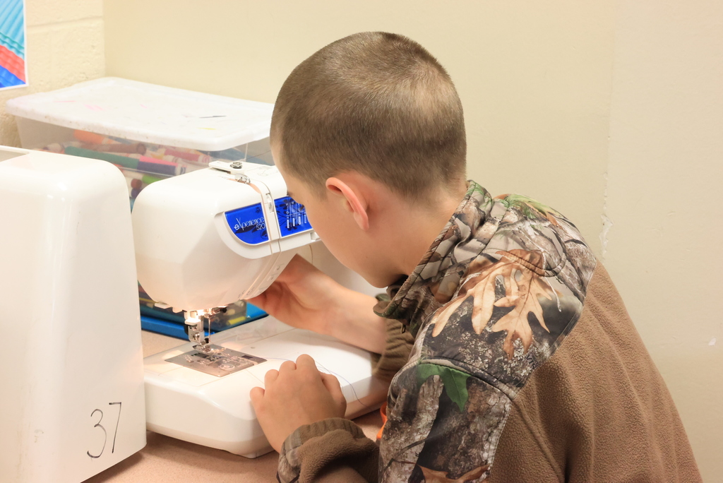It's sewing time in Mrs. McDonald's F.A.C.S. classes! Her 6th graders are just learning how the basics, but soon they will be creating their own projects! #celebrate379