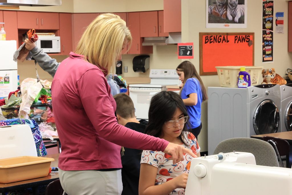 It's sewing time in Mrs. McDonald's F.A.C.S. classes! Her 6th graders are just learning how the basics, but soon they will be creating their own projects! #celebrate379