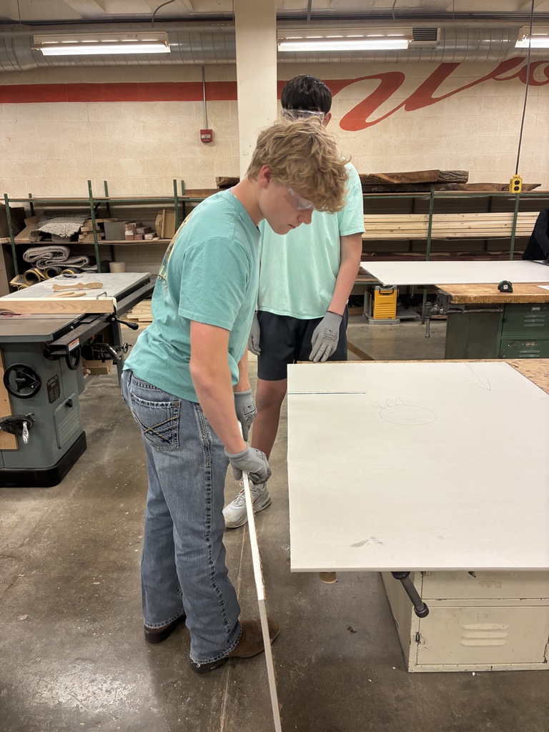 Mrs. Schooley's Industrial Arts students are installing drywall on their mini wall projects, so they took a trip up to the Tiger House to discuss the proper installation process. #celebrate379