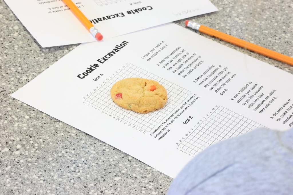 Ms. Mellies started a social studies unit on Africa and is discussing paleontology and understanding different cultures. They could have talked about excavation, but she decided it was more fun to actually do it with a cookie dig! #celebrate379