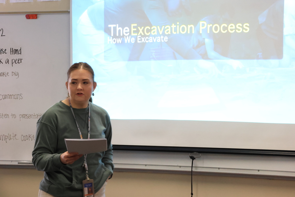 Ms. Mellies started a social studies unit on Africa and is discussing paleontology and understanding different cultures. They could have talked about excavation, but she decided it was more fun to actually do it with a cookie dig! #celebrate379