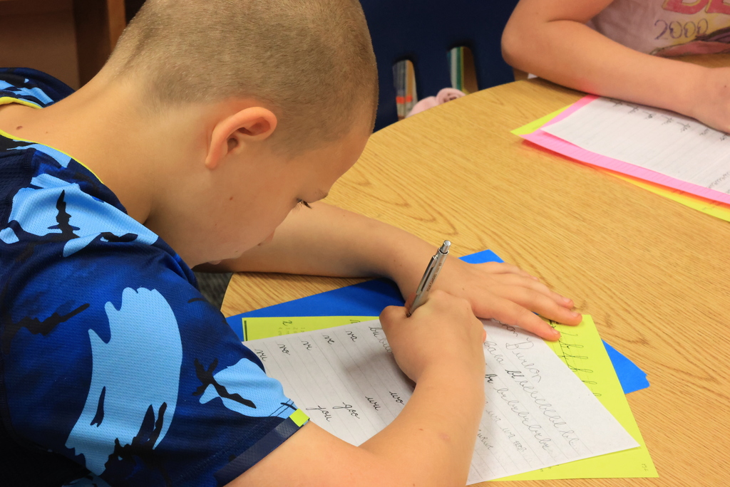 Did you know that scientific data show that intensive cursive instruction improves both writing and reading-related skills? Mrs. Galindo, who is trained in Alphabetic Phonics, teaches cursive with every 4th and 5th grade class. #celebrate379