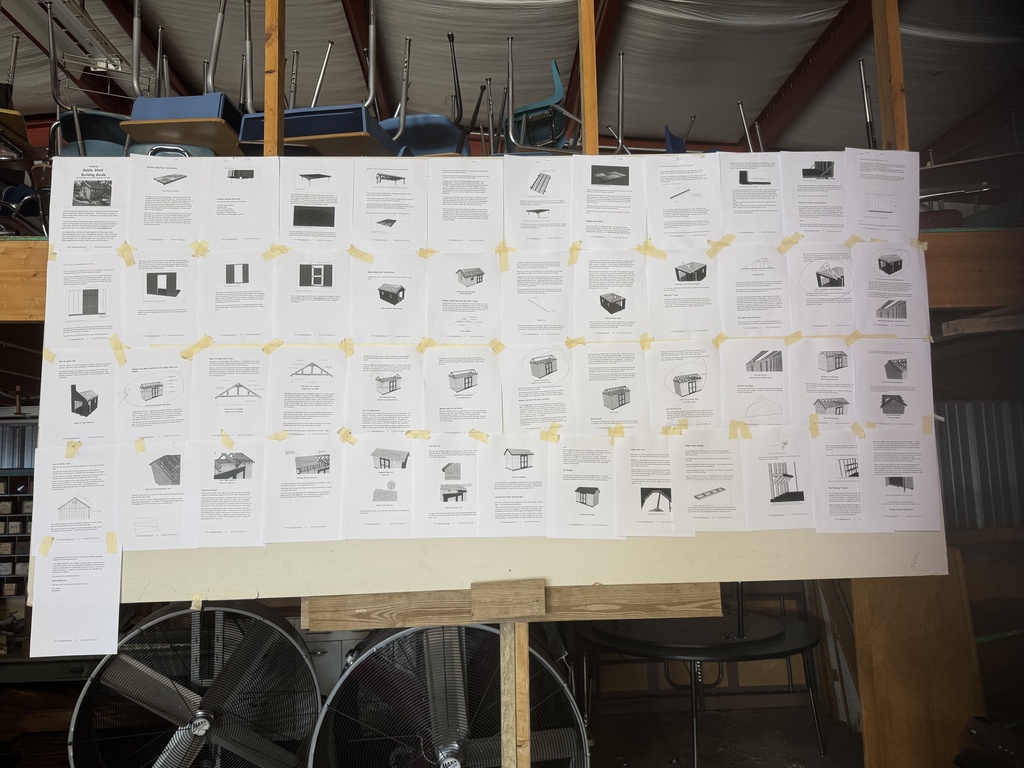 The plans for the 10x12' shed are posted in Mr. Couch's classroom.