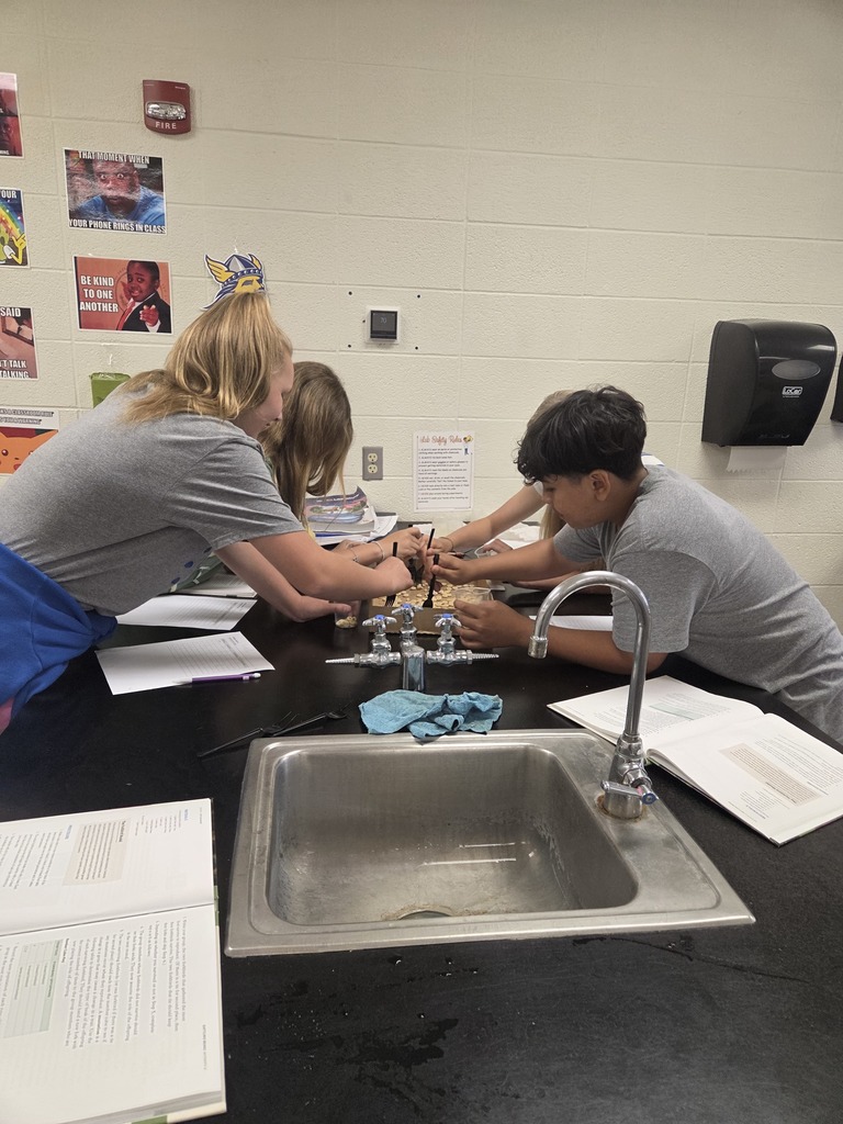7th grade conducted a fun experiment to understand why animals evolve over time. This experiment is called Battling Beaks and reminded students of Hungry Hungry Hippo. They used forks with 1, 2, or all 4 tines, depending on what they rolled on their dice. They used those forks (bird beaks) to pick up wild loops off the forest floor (Cheerios in a box flat). They learned that it was easier to get more food with 4 tines, and that the animals that could get more food were more likely to survive. #Celebrate379