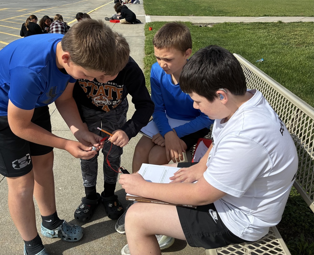 A group of 6th graders in Mr. Walsh's class use a model to determine how the Sun's angle relates to the amount of solar energy received at a given area on Earth's surface.