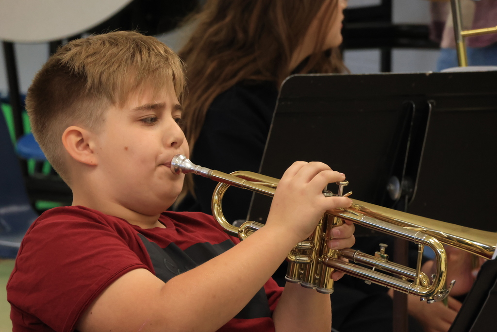 5th grade band students prepare for the upcoming  5-12 spring band concert.