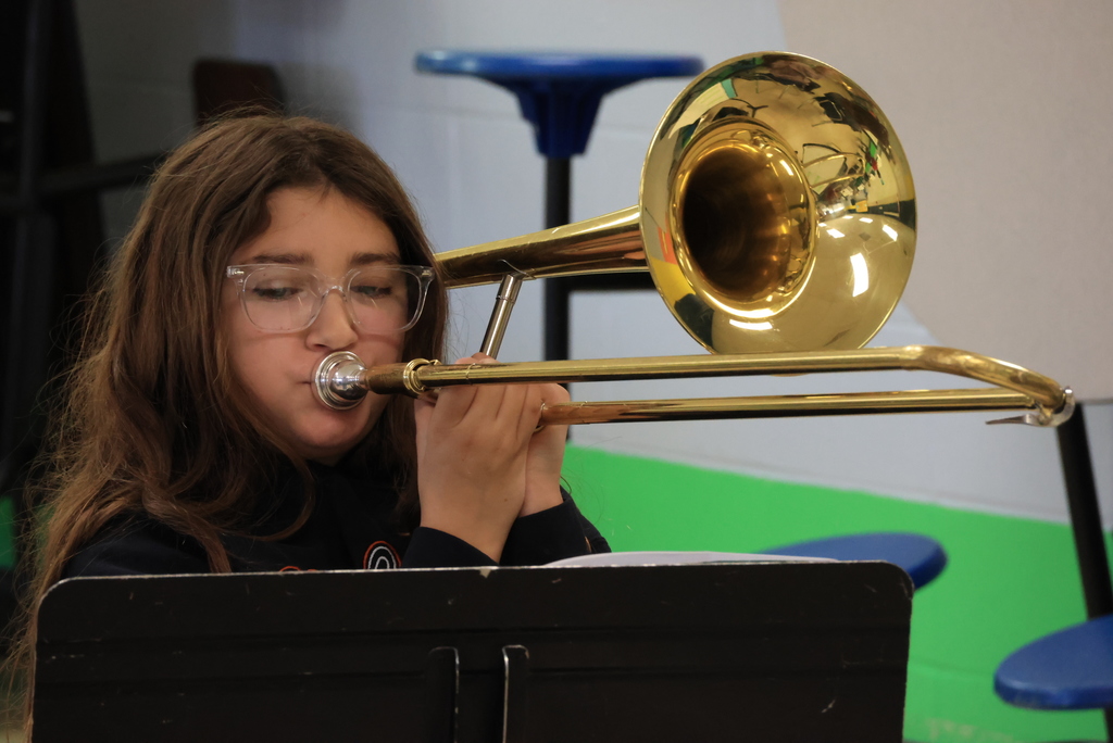 5th grade band students prepare for the upcoming  5-12 spring band concert.