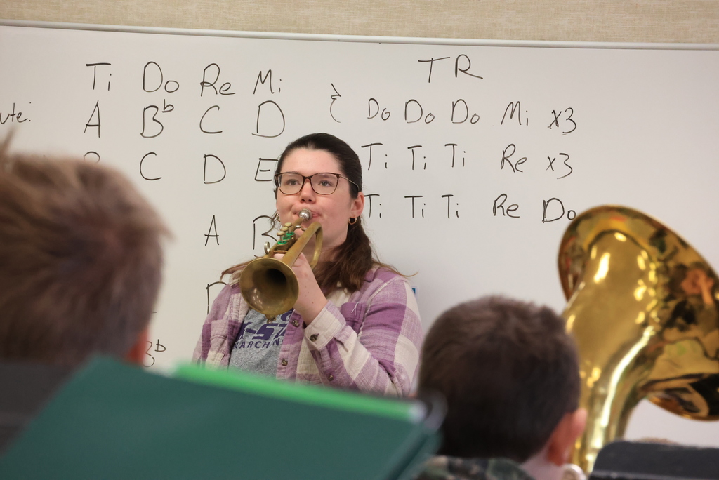 5th grade band students prepare for the upcoming  5-12 spring band concert.