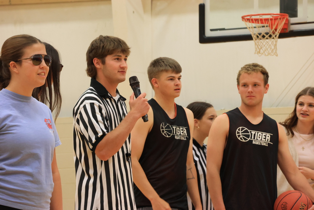 CCCHS Student Council members introduce themselves at the Garfield vs. CCCHS Student Council basketball game.