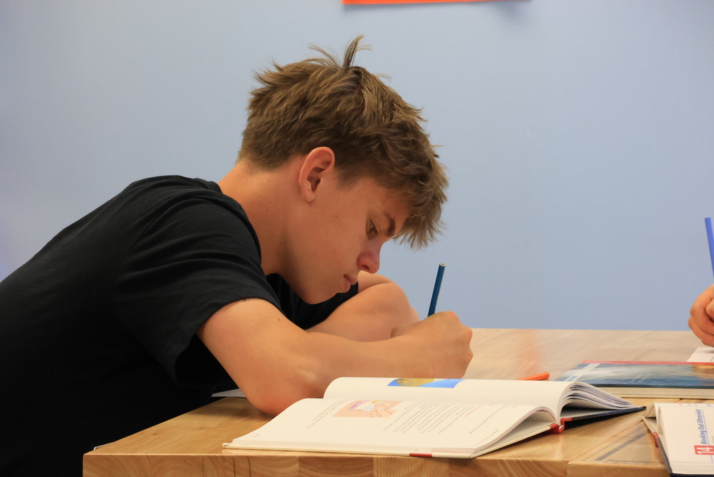 Students work on their ultraviolet rays lab assignment.