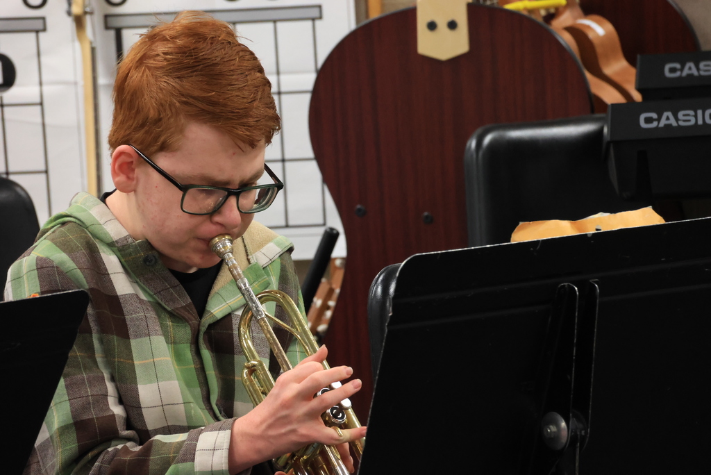 Students practice the songs they will be playing at the grades 5-12 spring concert, which will take place Monday, 18 at CCCHS.