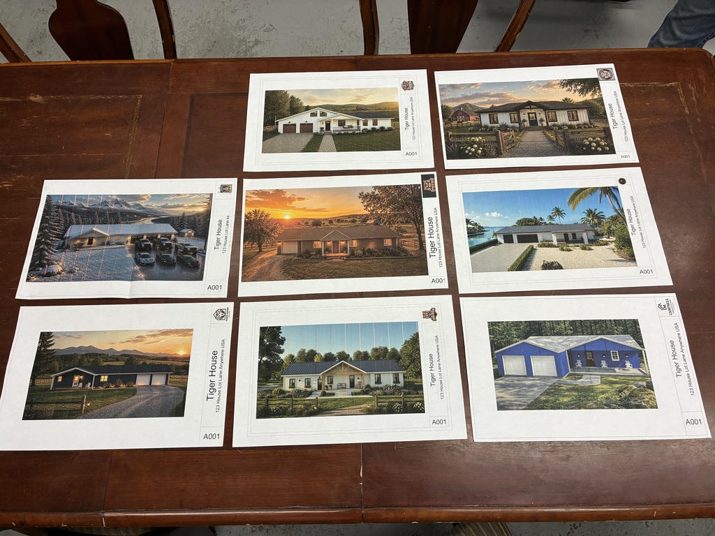 These are renderings that students made of possible future Tiger House projects.
