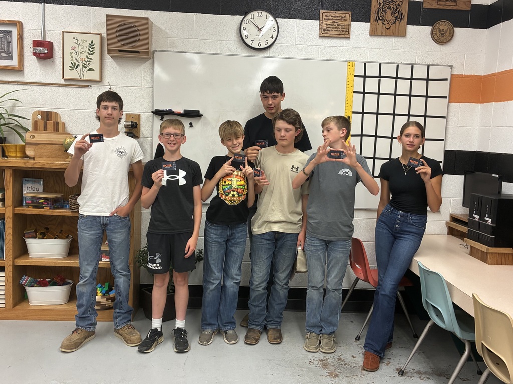 These Industrial Arts students completed at least 2 modules in the NCCER Core curriculum and therefore received their wallet cards. There is a QR code on the back where a future employer can scan it to see what credentials they have! Next year, they will continue working towards completing Core.