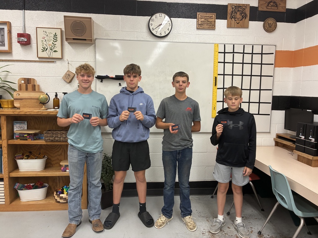 These Industrial Arts students completed at least 2 modules in the NCCER Core curriculum and therefore received their wallet cards. There is a QR code on the back where a future employer can scan it to see what credentials they have! Next year, they will continue working towards completing Core.